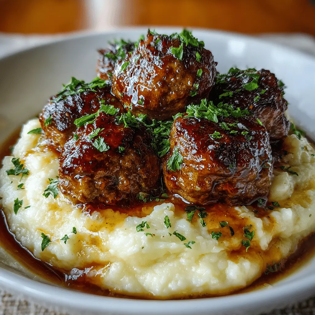Salisbury Steak Meatballs: Juicy Garlic Herb Mashed Potatoes Recipe