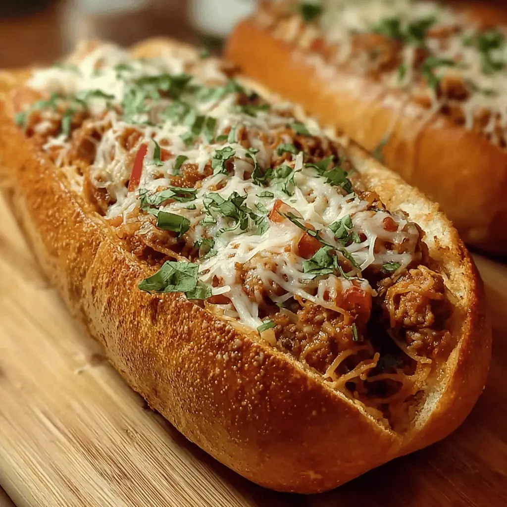Stuffed Italian Bread Boat: Easy Recipe with Turkey Bacon and Chicken Ham