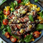 Balsamic Steak Gorgonzola Salad with Grilled Corn