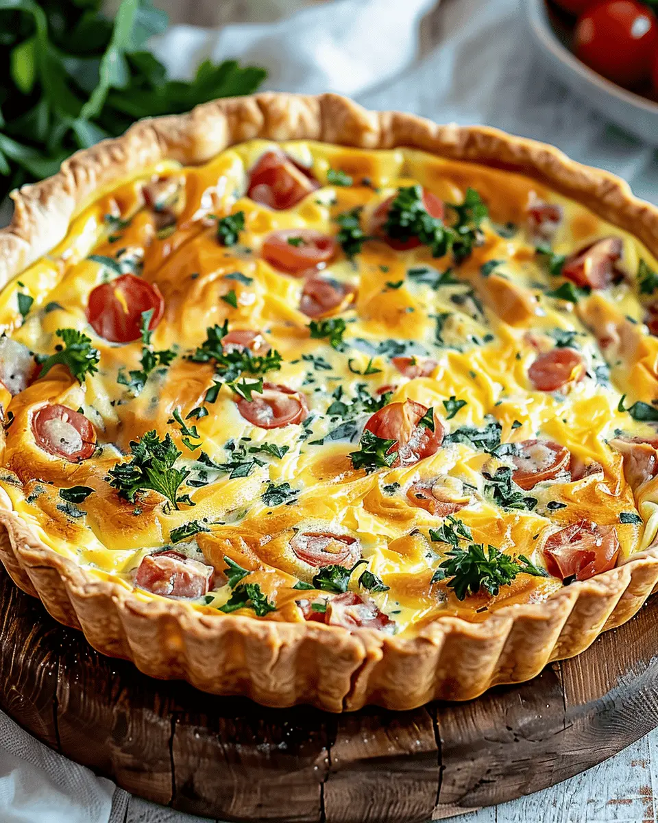 Easy Breakfast Quiche with Turkey Bacon and Chicken Ham Delight