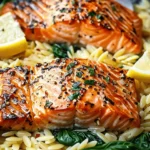 30-Minute Seared Salmon with Lemon Orzo