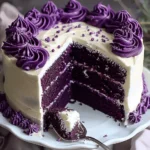 Royal Purple Velvet Cake with Creamy Vanilla Frosting delights!