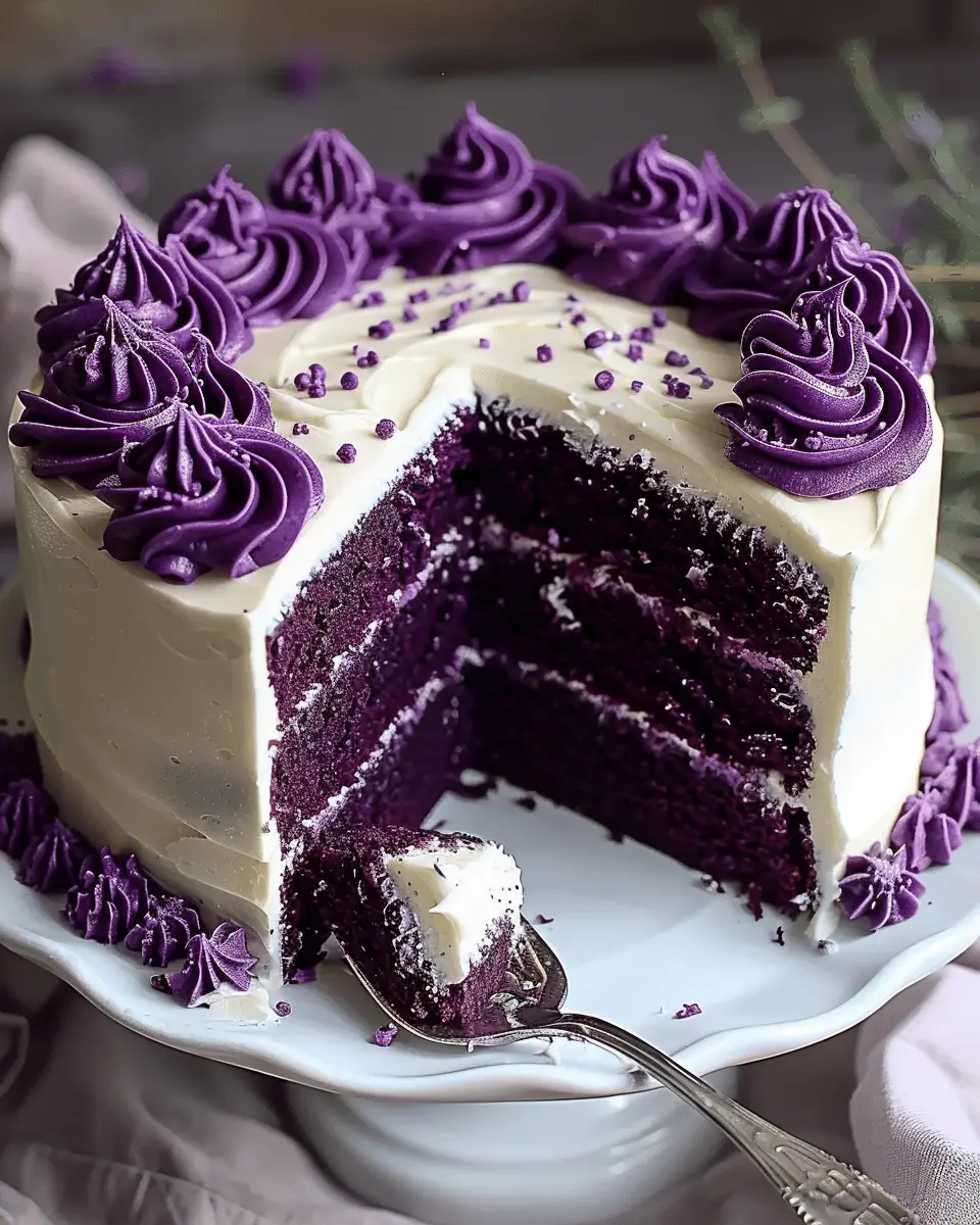 Royal Purple Velvet Cake with Creamy Vanilla Frosting Delights for Home Chefs