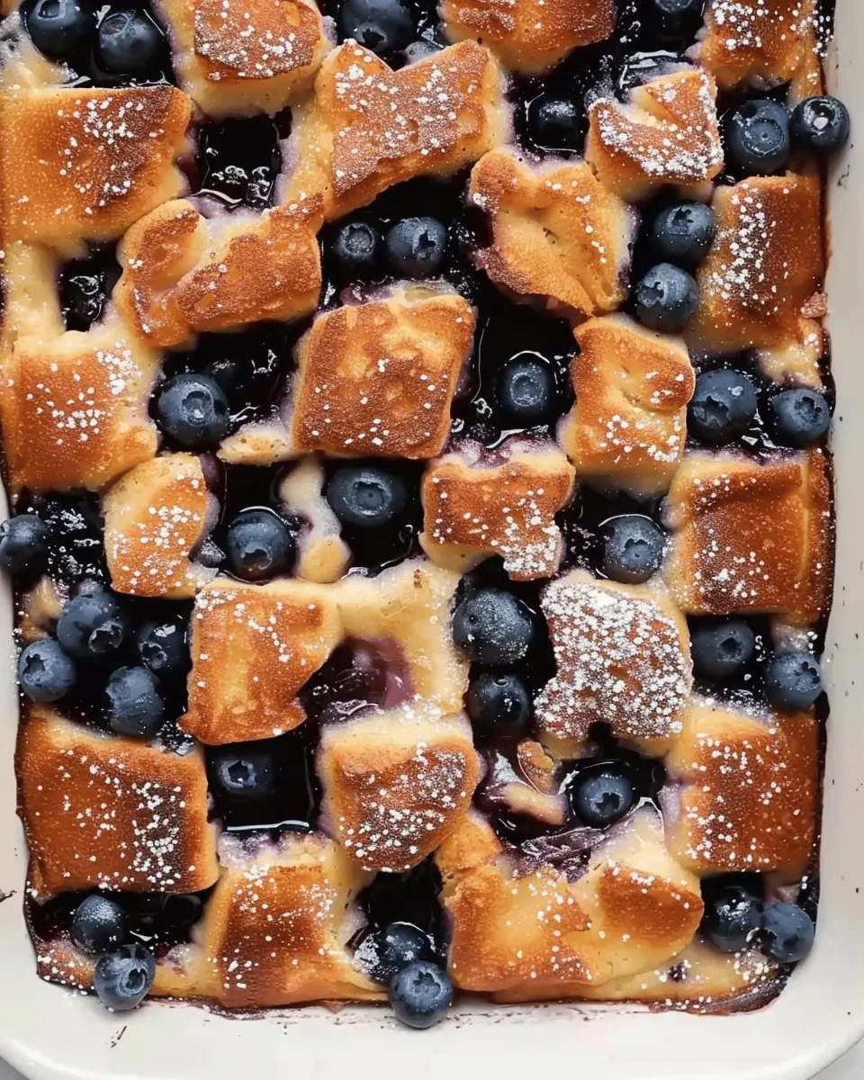 Overnight Blueberry French Toast Casserole with Turkey Bacon Delight