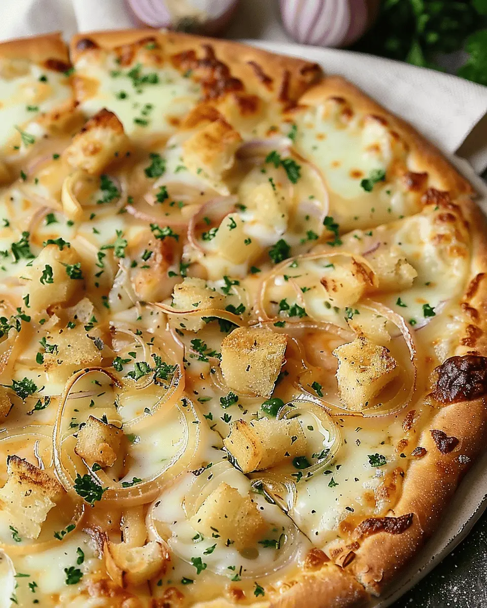 French Onion Soup Pizza: A Cozy Twist with Turkey Bacon and Chicken Ham