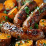 Sausage and Sweet Potatoes with Honey Garlic Sauce
