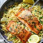One Skillet Salmon with Lemon Orzo