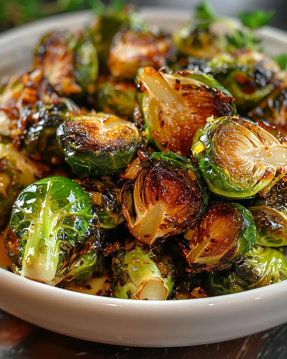 Honey Garlic Roasted Brussels Sprouts with Turkey Bacon Delight