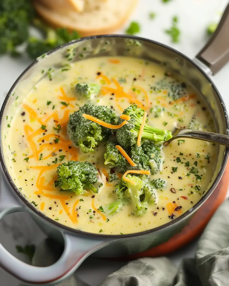 High Protein Broccoli Cheddar Soup with Turkey Bacon Delight