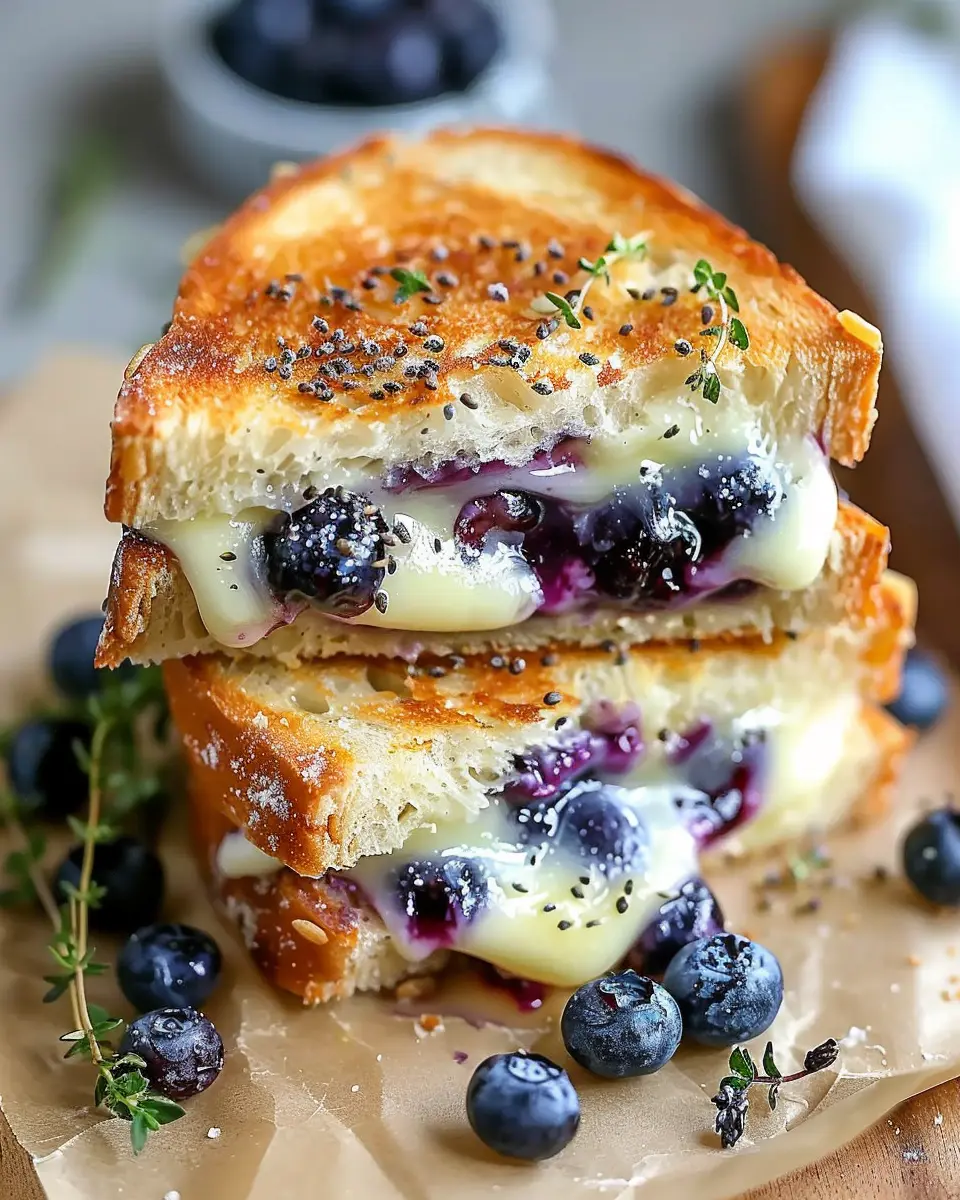Crispy Blueberry Grilled Cheese with Turkey Bacon Delight