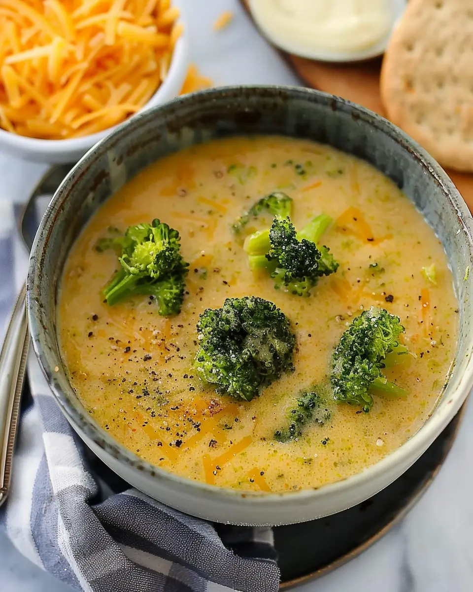 High Protein Broccoli Cheddar Soup with Turkey Bacon Delight