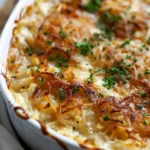 French Onion Chicken Orzo Casserole