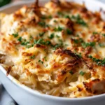 French Onion Chicken Orzo Casserole