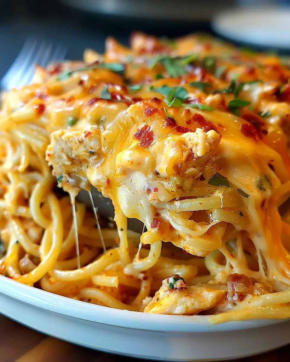 Irresistible Spicy Southern Cheesy Chicken Spaghetti Casserole Delight