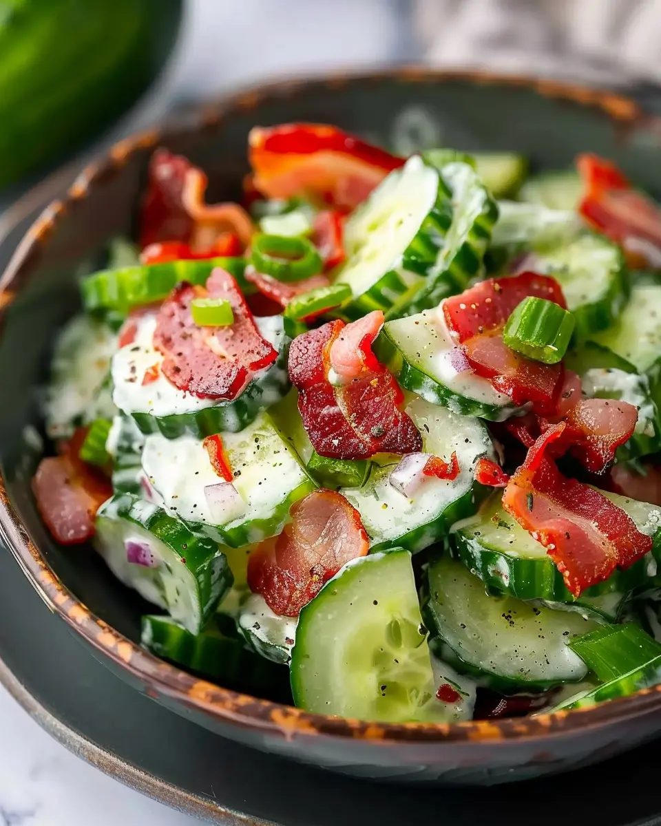 Crunchy Cucumber Salad with Turkey Bacon for a Fresh Twist