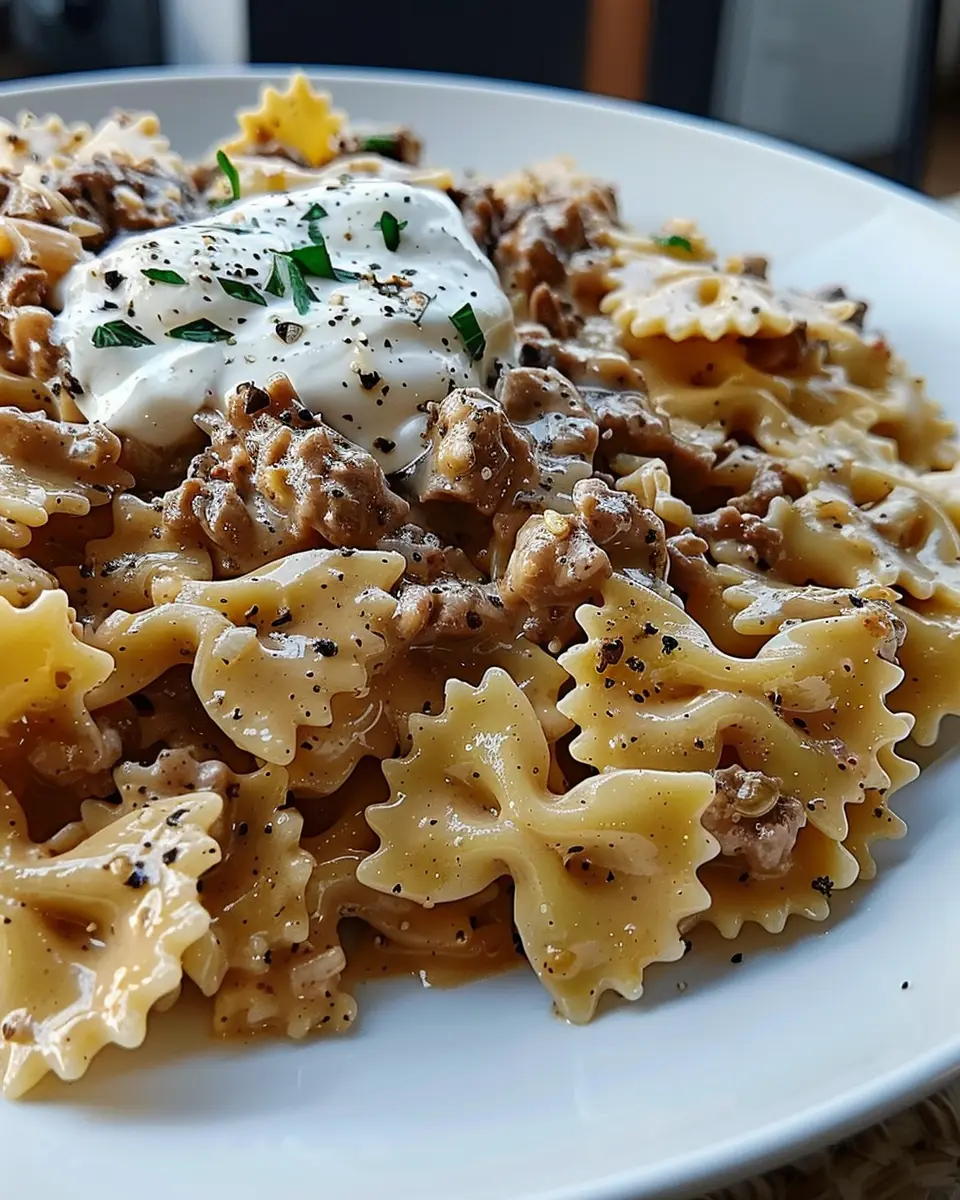 Creamy Parmesan Garlic Beef Bowtie Pasta: A Quick Indulgence