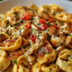 Cowboy Butter Garlic Chicken Tortellini with Fire-Roasted Red Peppers