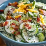 Creamy Cucumber Salad with Bacon and Cheese