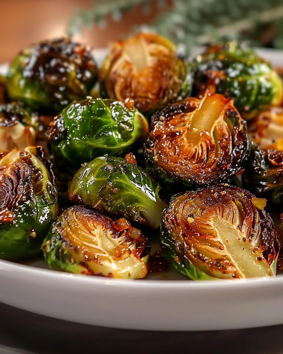 Honey Garlic Roasted Brussels Sprouts with Turkey Bacon Delight