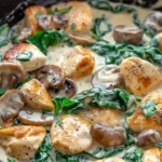 Creamy Chicken Mushroom Spinach Skillet (Easy & Delicious)