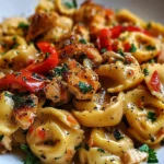 Cowboy Butter Garlic Chicken Tortellini with Fire-Roasted Red Peppers