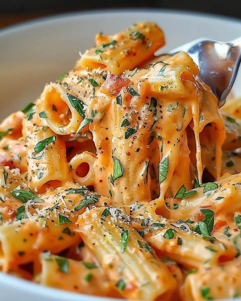 Amazing Creamy Tomato Garlic Pasta with Turkey Bacon Delight