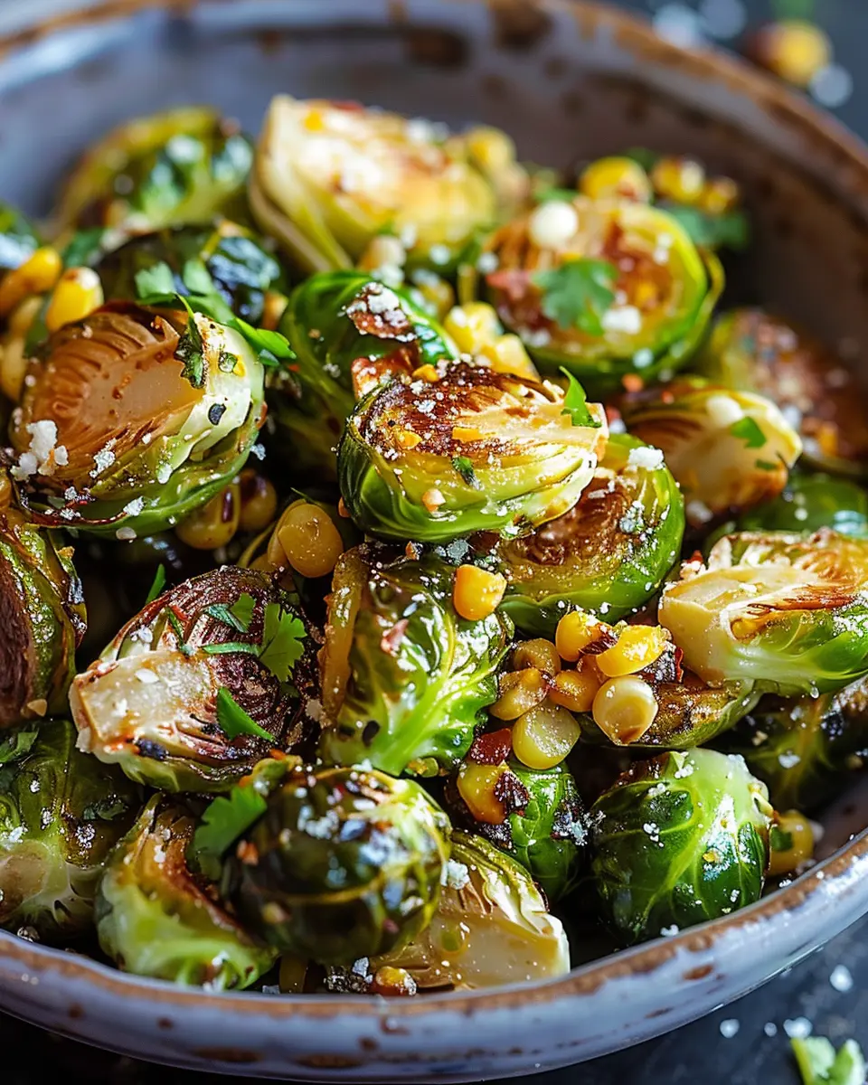 Mexican Street Corn Brussels Sprouts with Savory Turkey Bacon