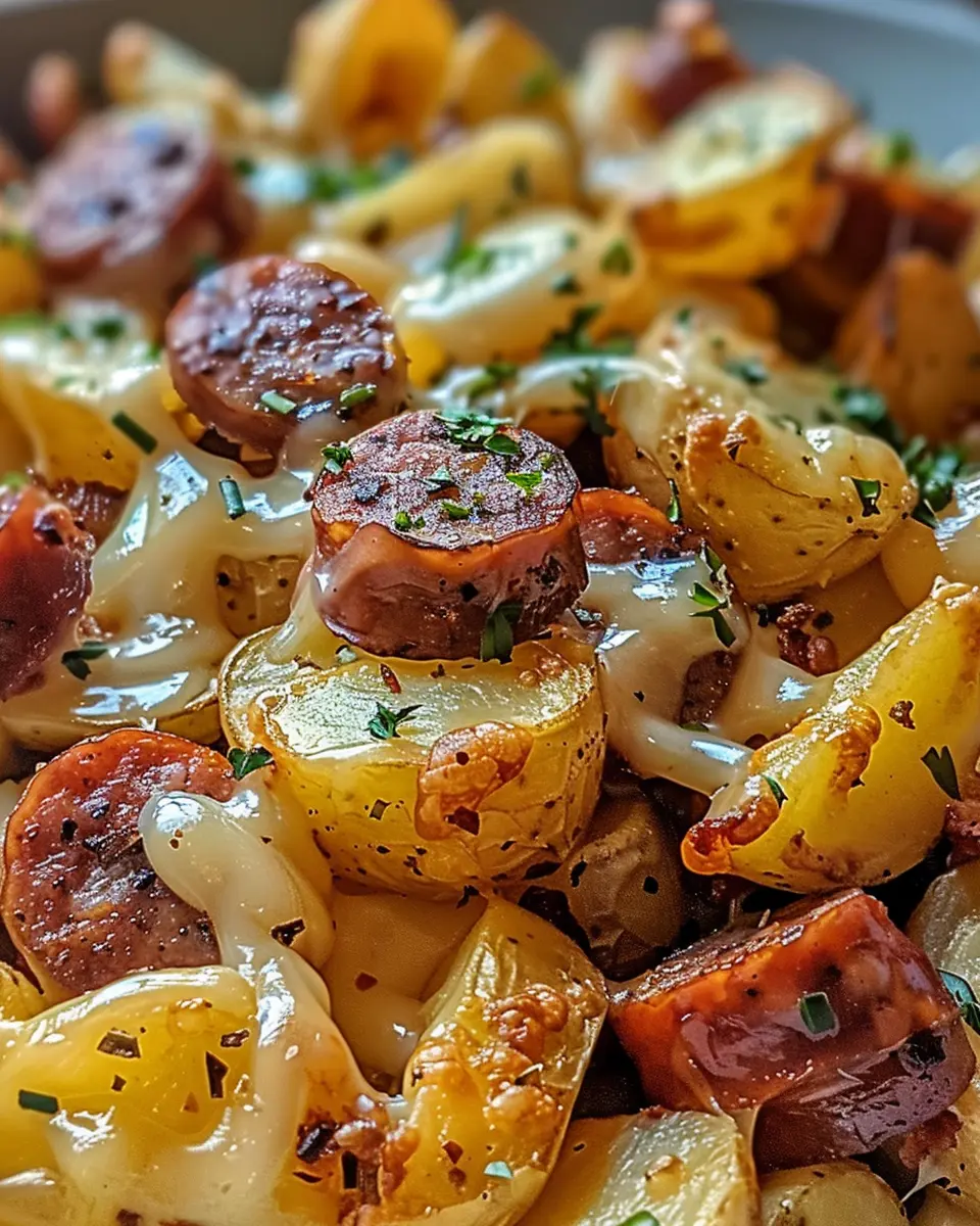 Cheesy Ranch Potatoes with Smoked Sausage for Comforting Flavor