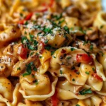 Cowboy Butter Garlic Chicken Tortellini with Fire-Roasted Red Peppers